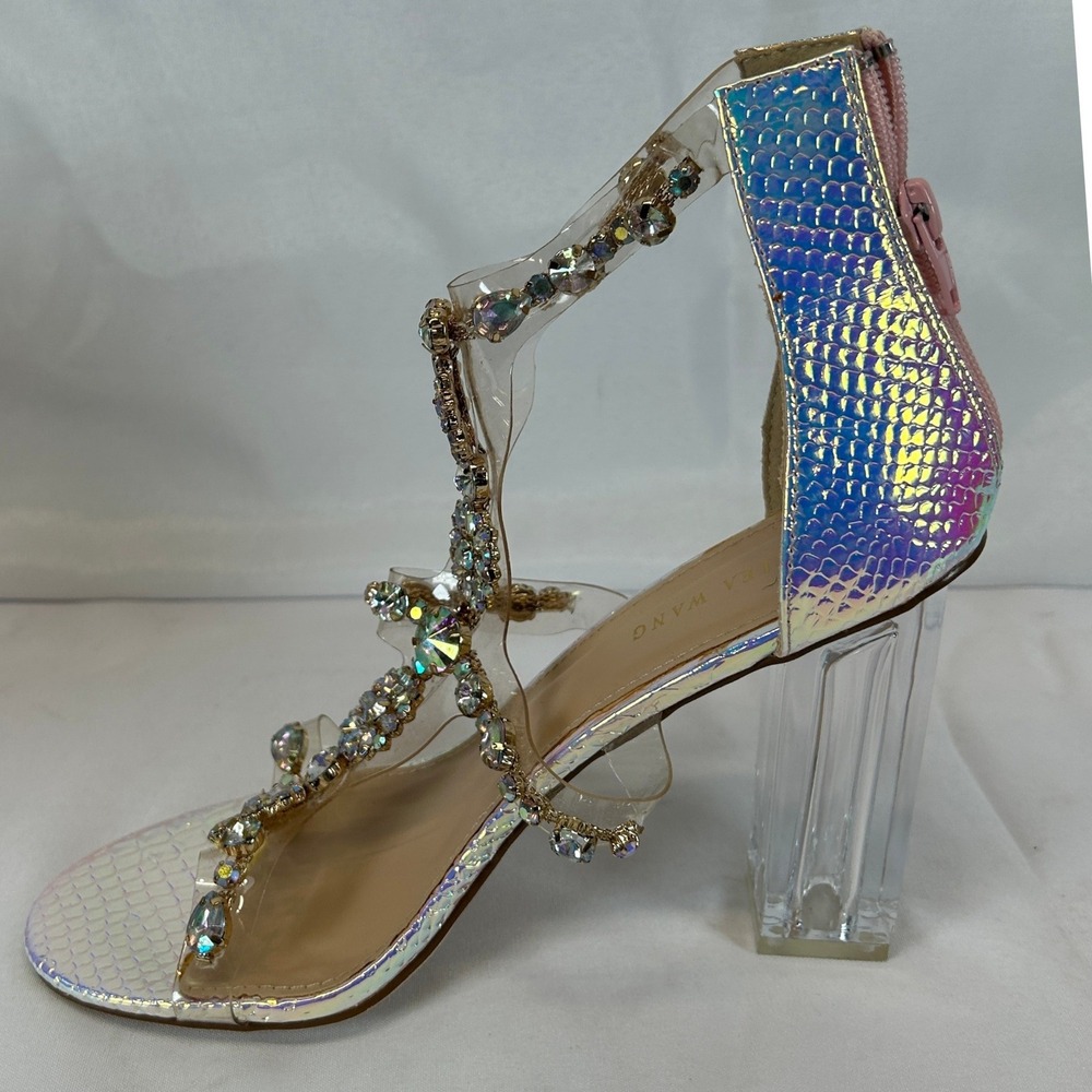 Azalea Wang Essence Mermaid Iridescent Rhinestone Stiletto Heels Size 8.5